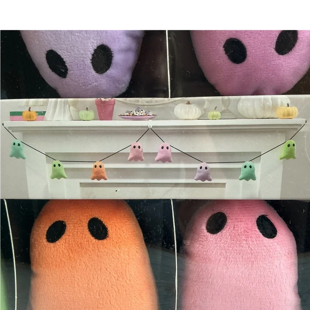 GHOULISH 6ft Plush Pastel Ghost Halloween Garland